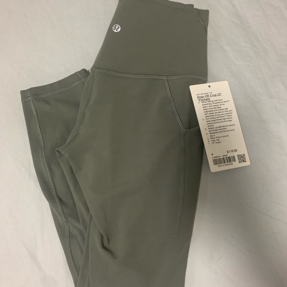 Lululemon Grey sage Align 23” leggings w pockets